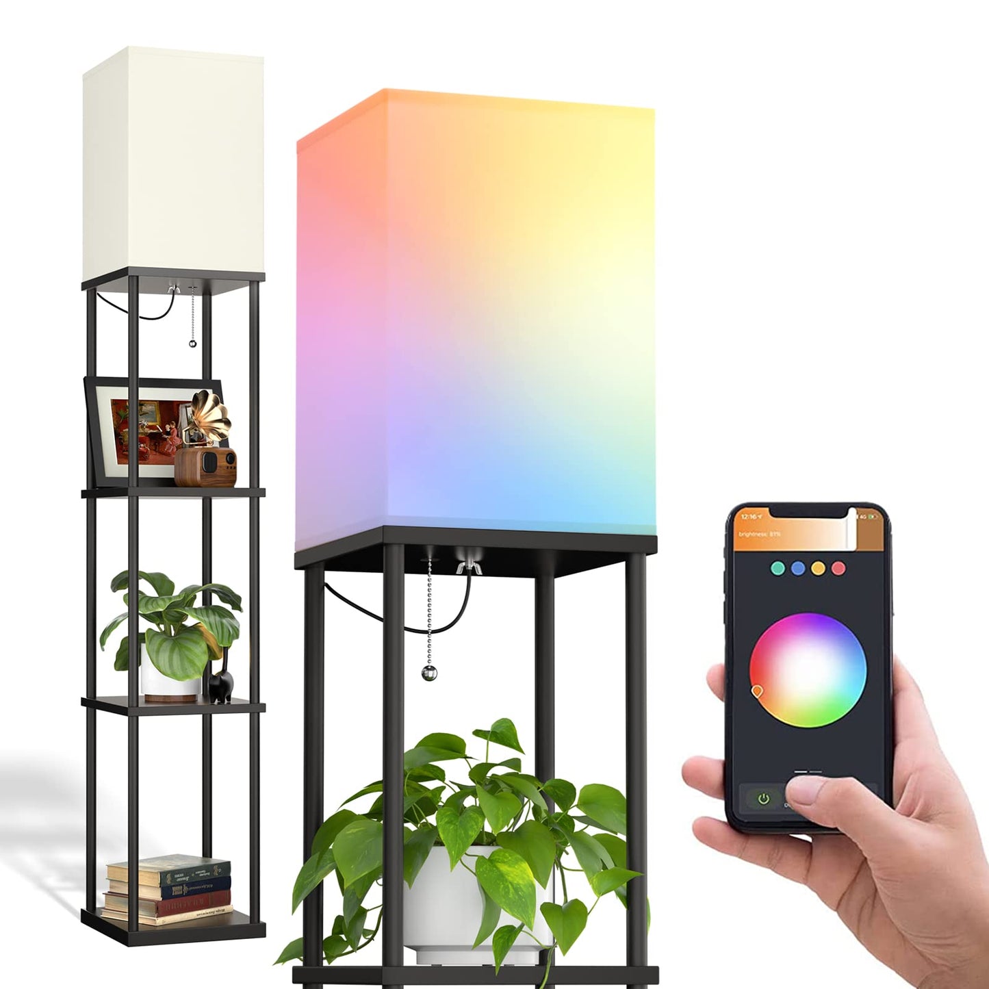 Floor Lamp with Shelves
