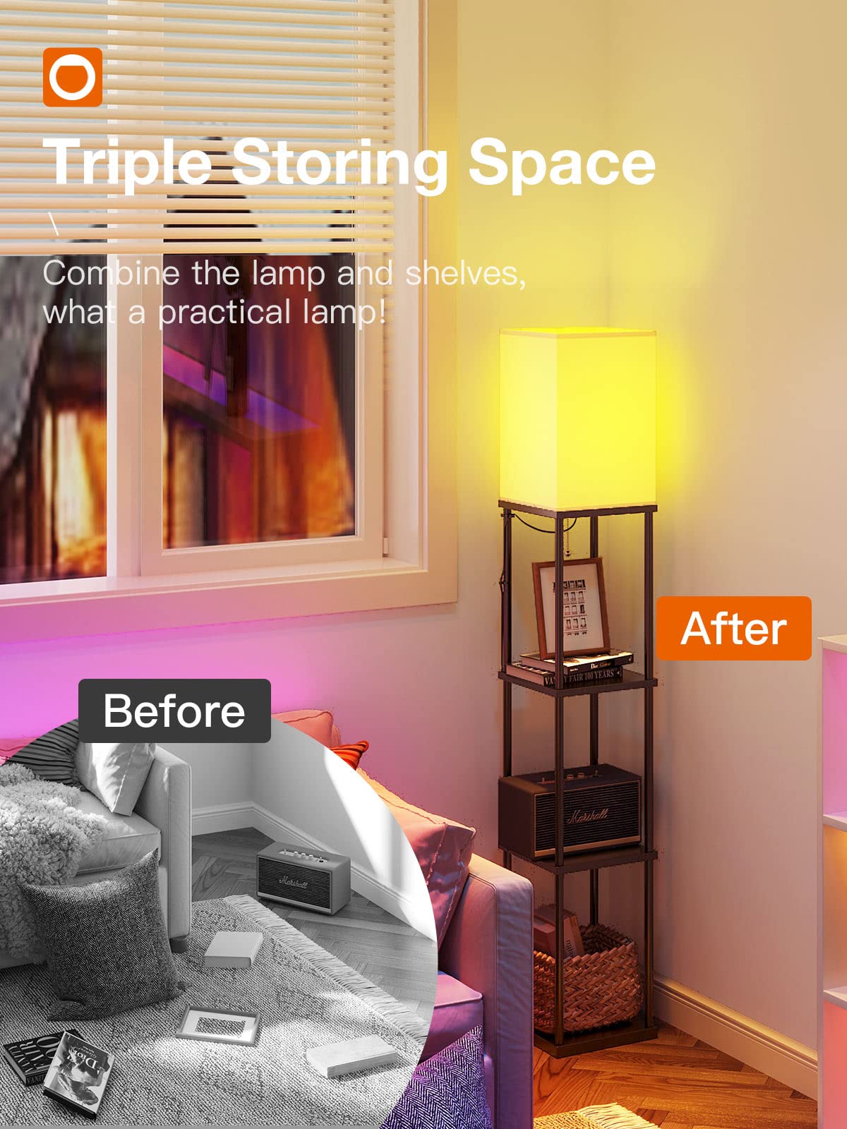 Floor Lamp with Shelves
