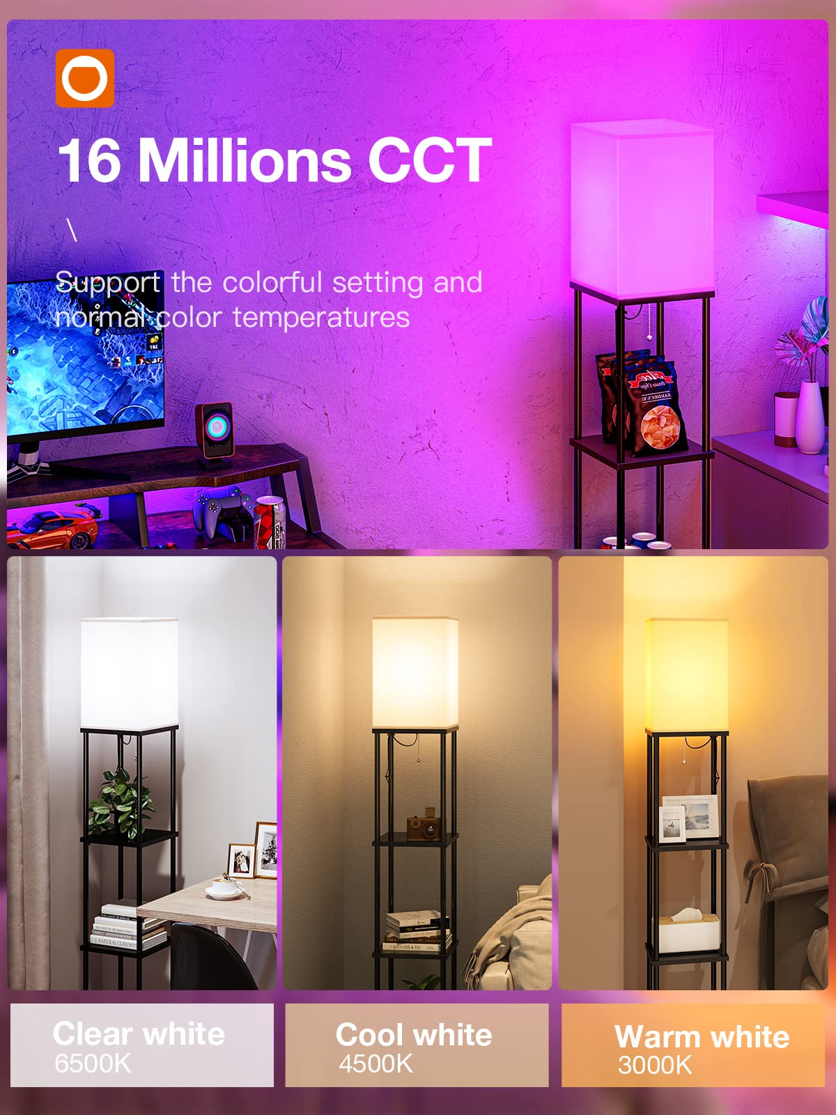 Floor Lamp with Shelves