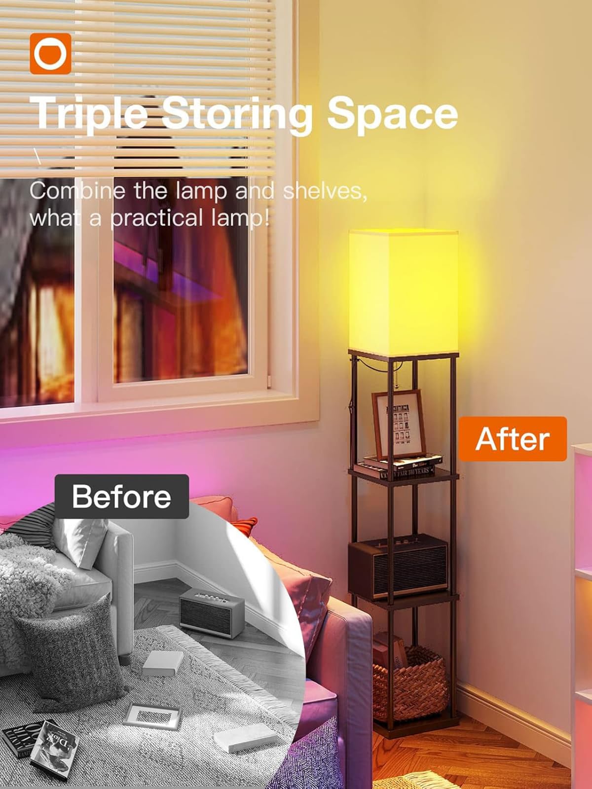 Floor Lamp with Shelves
