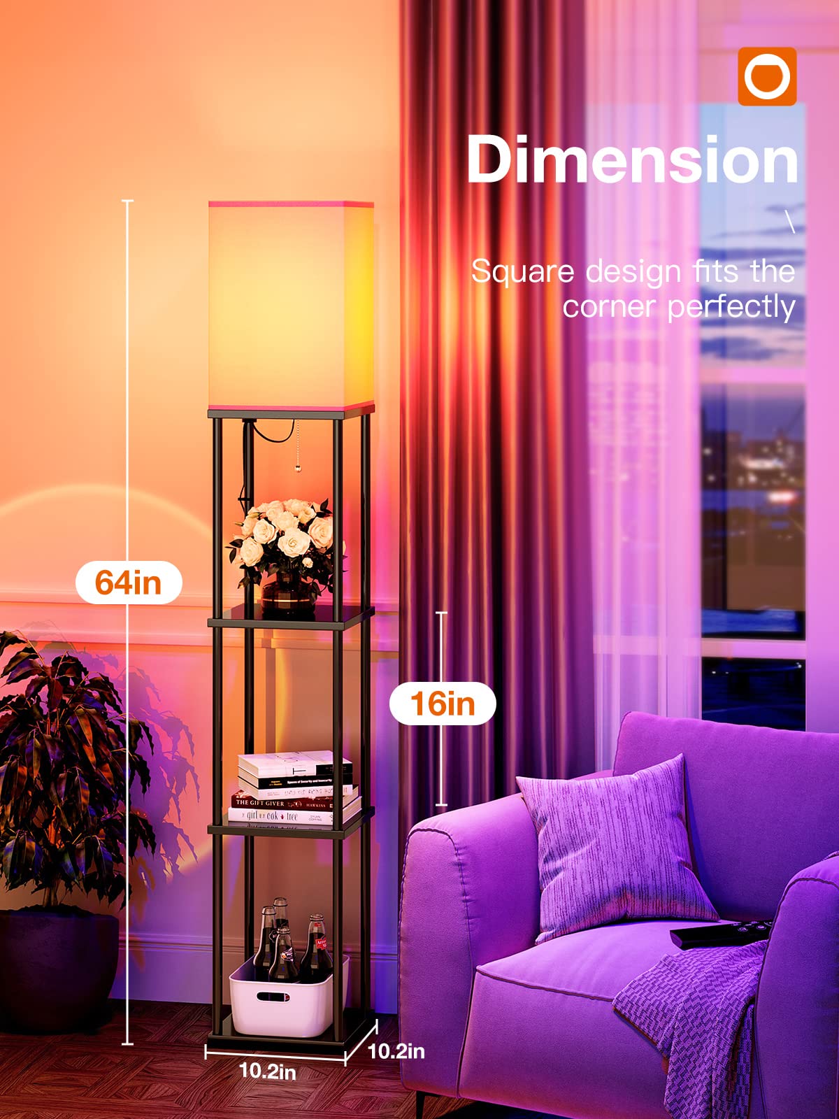 Floor Lamp with Shelves
