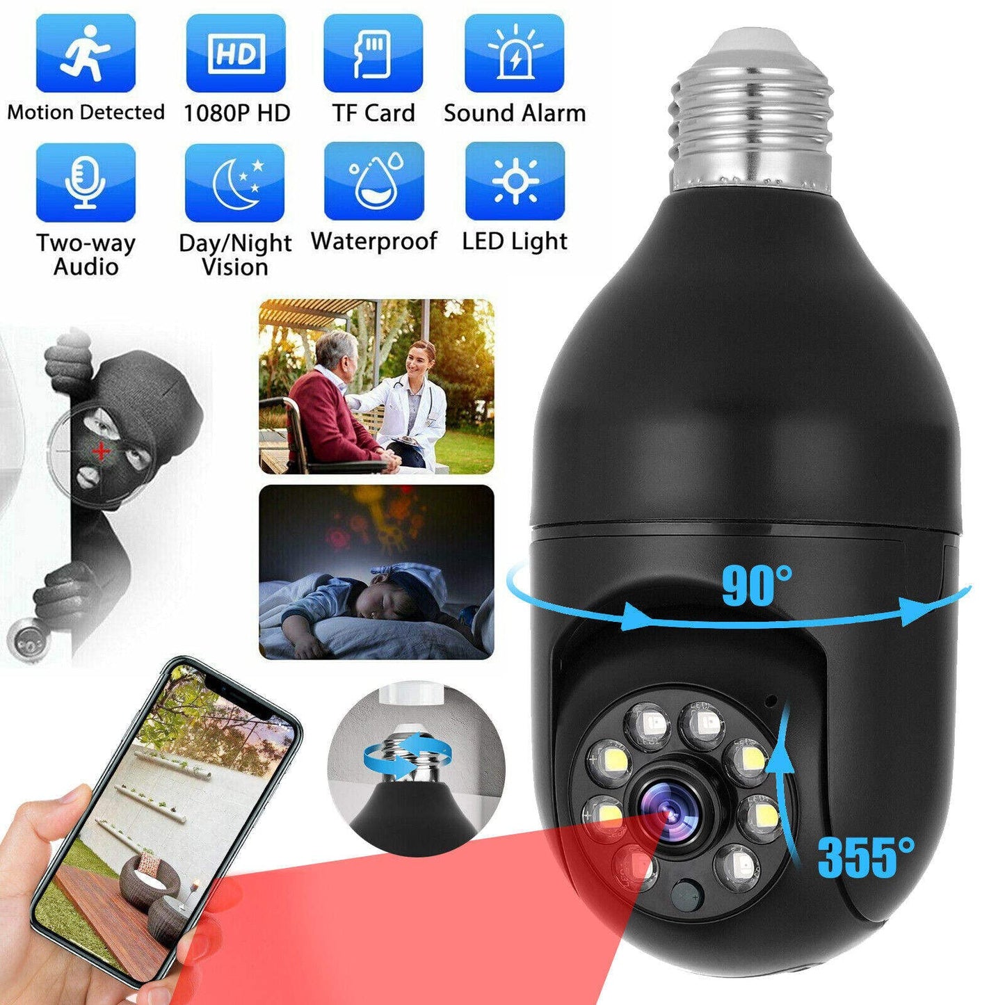 Smart Security Camera with E26/E27 Connector
